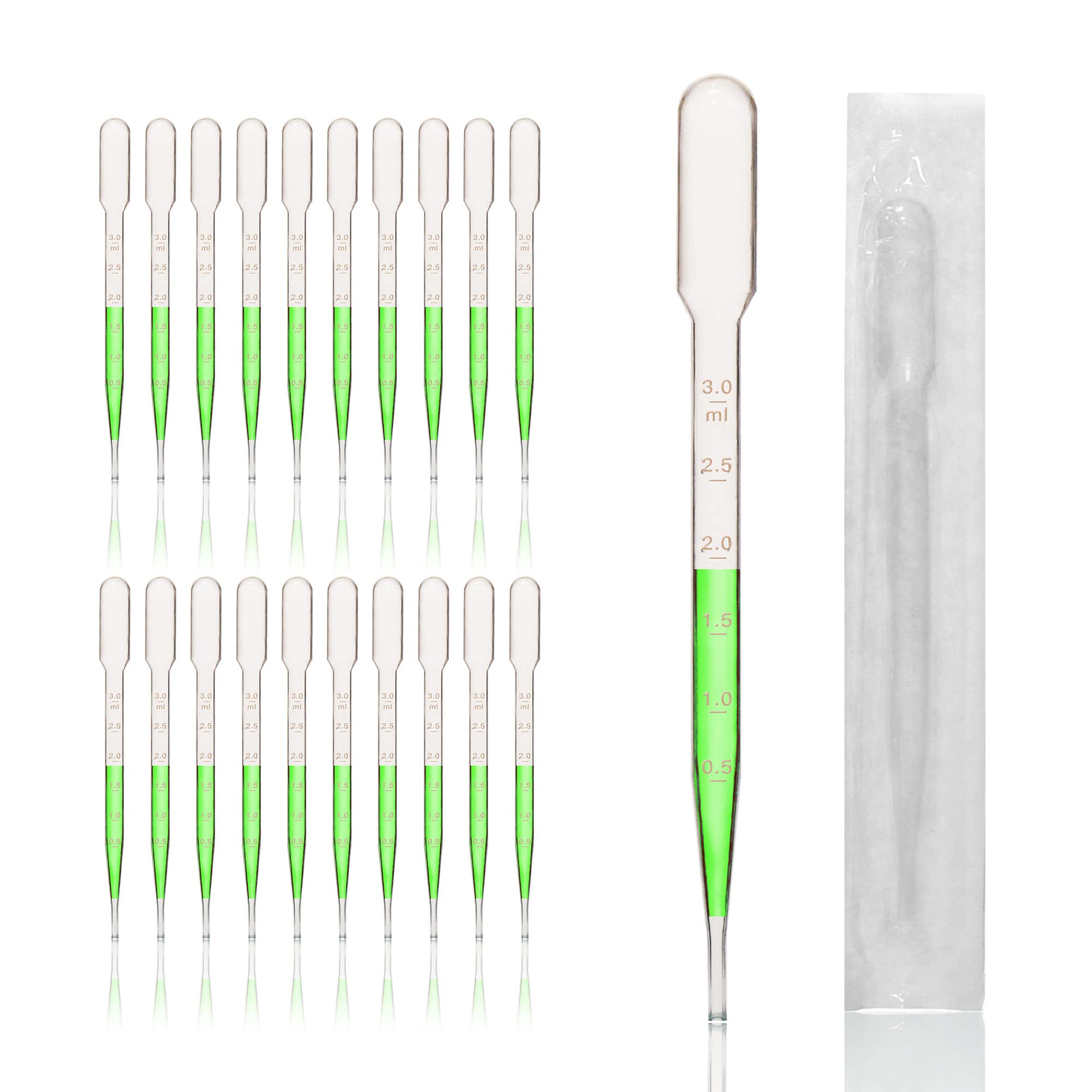 Utile Lot de 100 pipettes de transfert stériles pour huiles essentielles, bouchon de 7 ml avec 155 mm de longueur, polyéthylène basse densité, emballage individuel