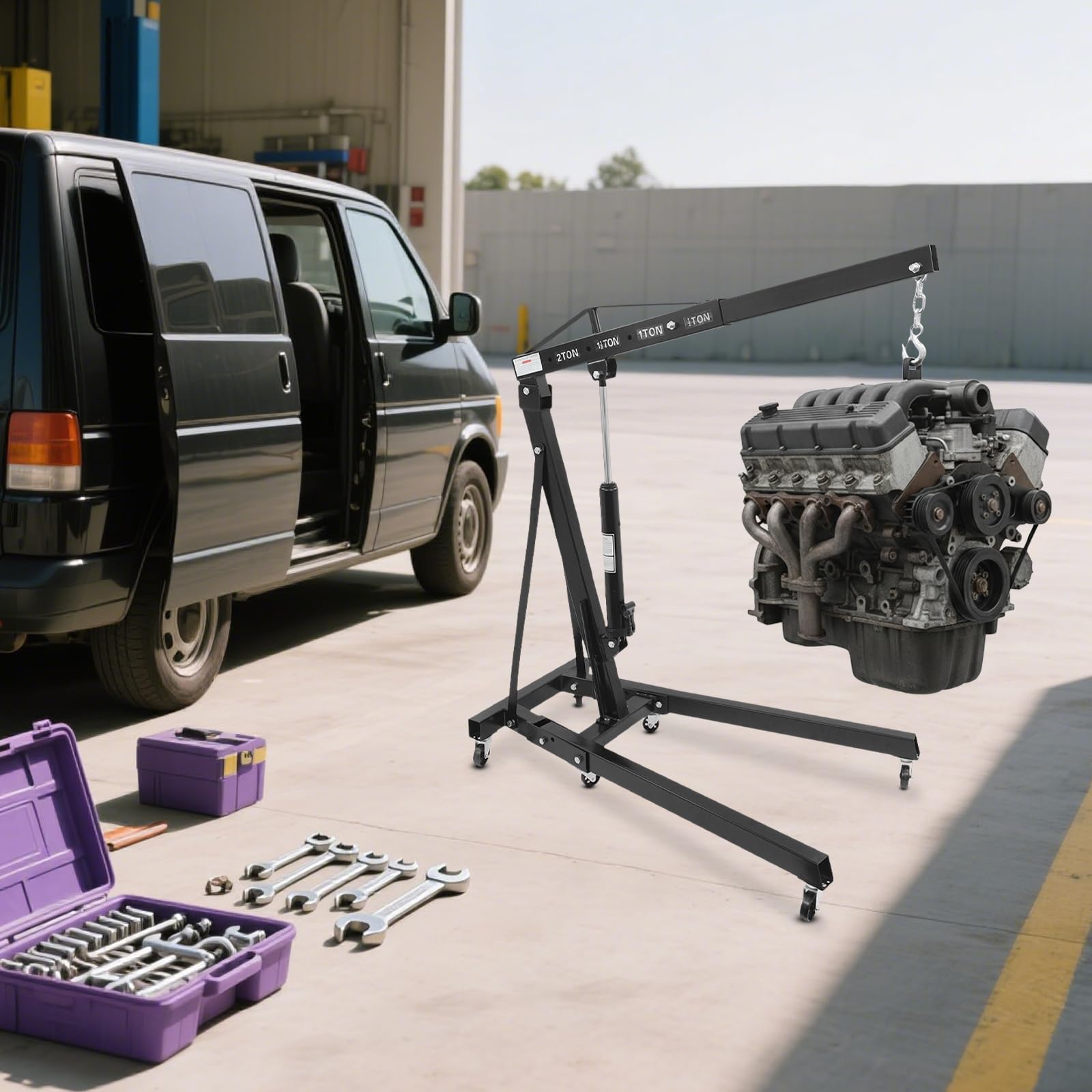 Werkstattkran Hydraulisch Betrieben Motorkran Klappkran Pickup Kran Ladekran Mobiler Motorhalter Hebebühne für Autoreparaturen, Werkstätten, Garagen Usw