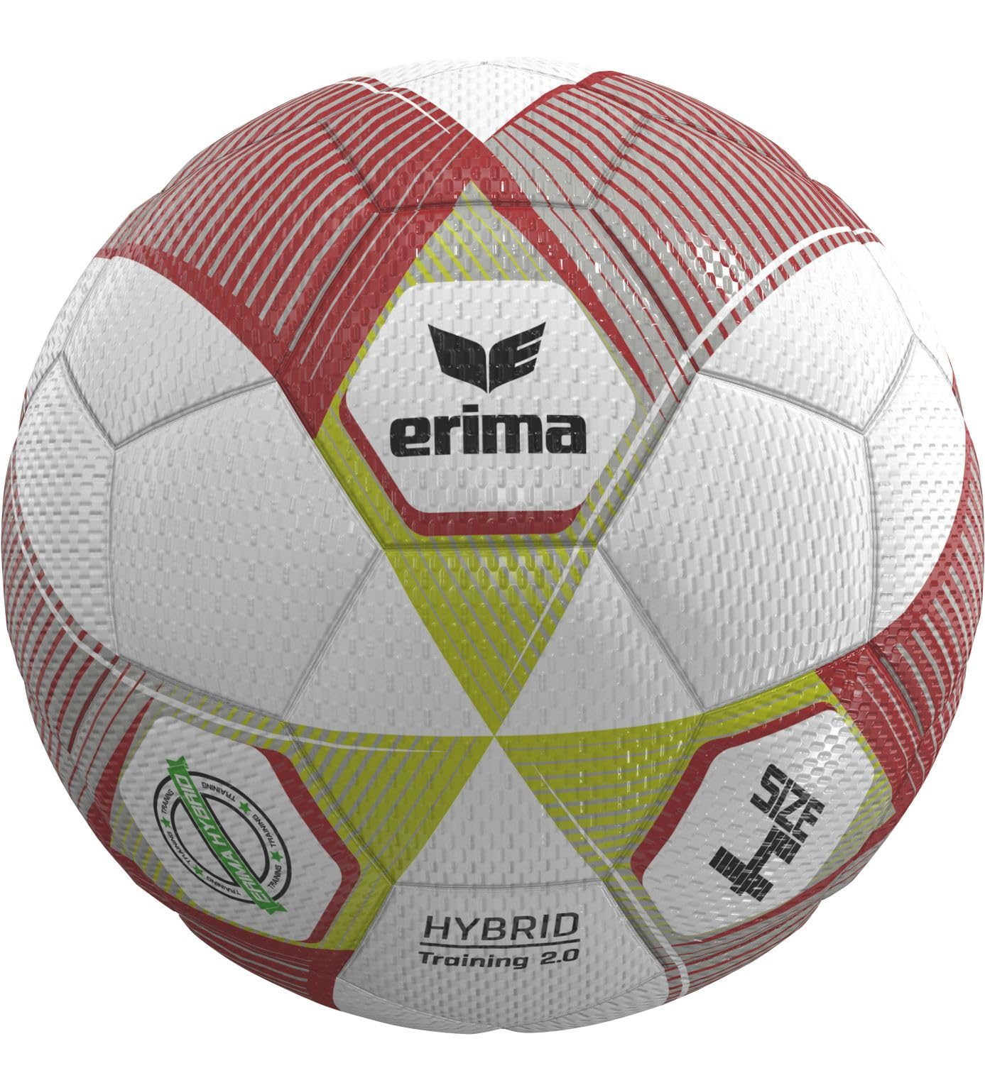 erima Hybrid Training 2.0 Balón de fútbol (7192602), Metallic Red/Silver/Lime, 4
