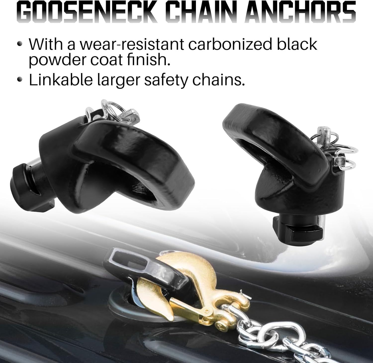 60618 Puck System Gooseneck Hitch Ball Kit with Case 38K 2 5/16 Ball Hitch Compatible with Dodge Ram 2500 3500 2013-2024 60638 60601 60617 Truck Bed with 2 Gooseneck Safety Chain Anchors