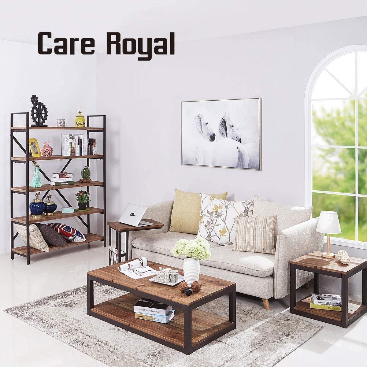 Prоduсt Dеаl Care Royal Vintage Industrial Farmhouse 19.7 inches Side End Table with Storage Shelf for Living Room, Night Stand Bedroom, Real Natural Reclaimed Wood, Sturdy Rustic Brown Metal Frame, Easy Assembly