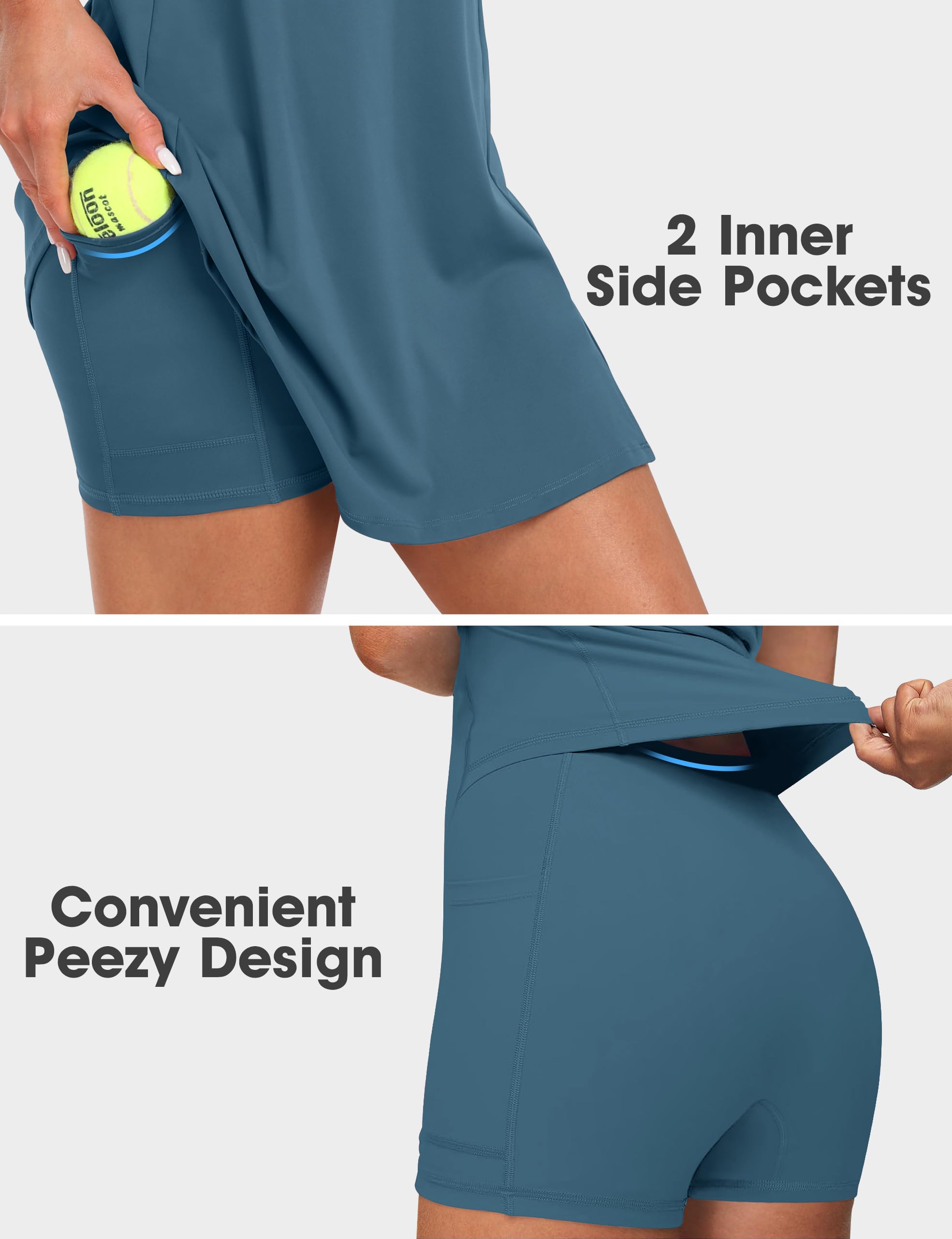 Desol Damen-Tenniskleid mit integrierten Shorts und BH, verstellbare Träger, sportkleider Damen, Trainingskleid mit Taschen, Golf-Sportkleider