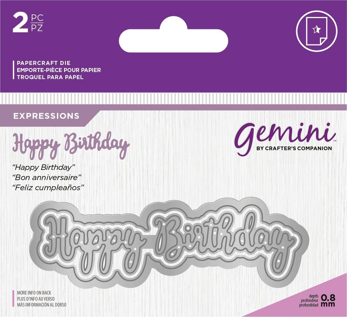 Crafter's Companion Gemini Metal Cutting Die-Expressions-Happy Birthday, Silver, One Size