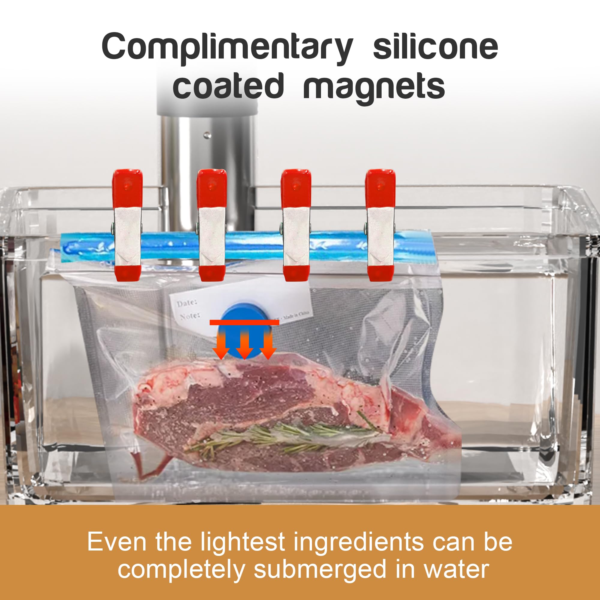 Karinear Thermoplongeur Wi-Fi Cuisson Sous Vide | 1400W Cuiseur Sous Vide | 10-90°C, Minuterie de 1-99 Min | Thermoplongeur Cuisine avec Aimant Sous Vide | Contrôle par Appliacation (Wi-Fi 2,4 G)