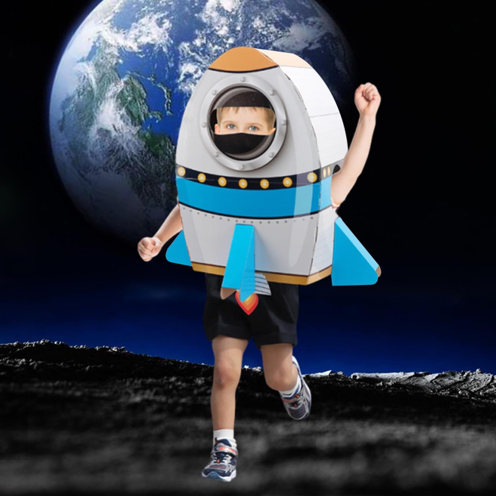 Vaisseau Spatial en Carton pour Enfants, Ensemble de Costumes et Fond Photo, Fusée