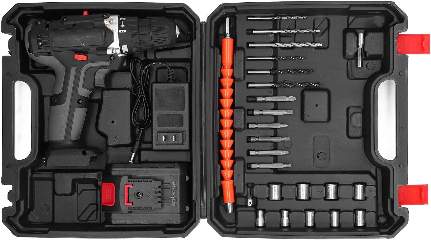 48V AC 100‑240V Cordless Drill Set Brushless Driver Kit, Household Electric Screwdriver, 550-2000rpm 10mm Chuck Brushless Motor (US Plug)