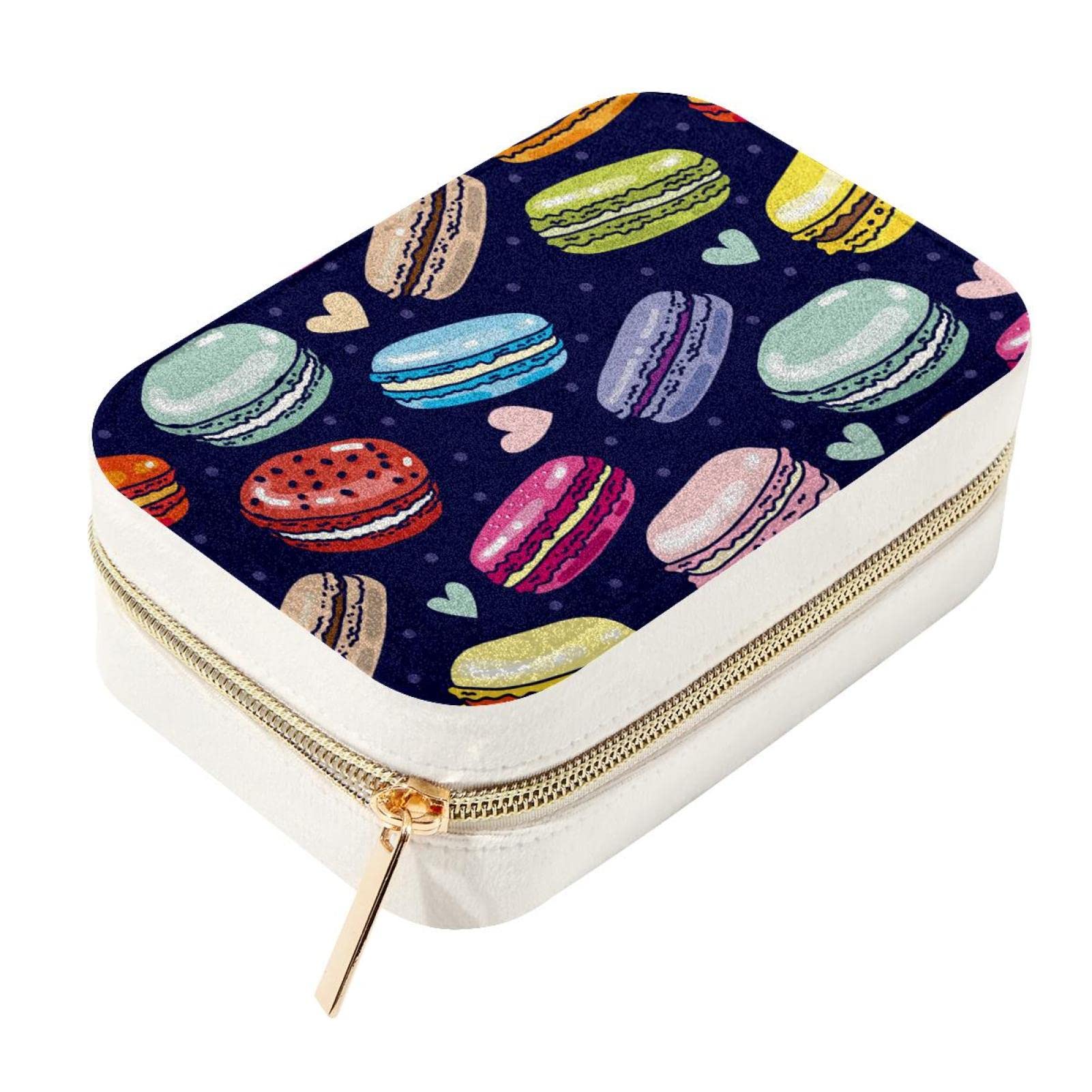 Caja de almacenamiento de joyas de terciopelo con cremallera de metal compacta