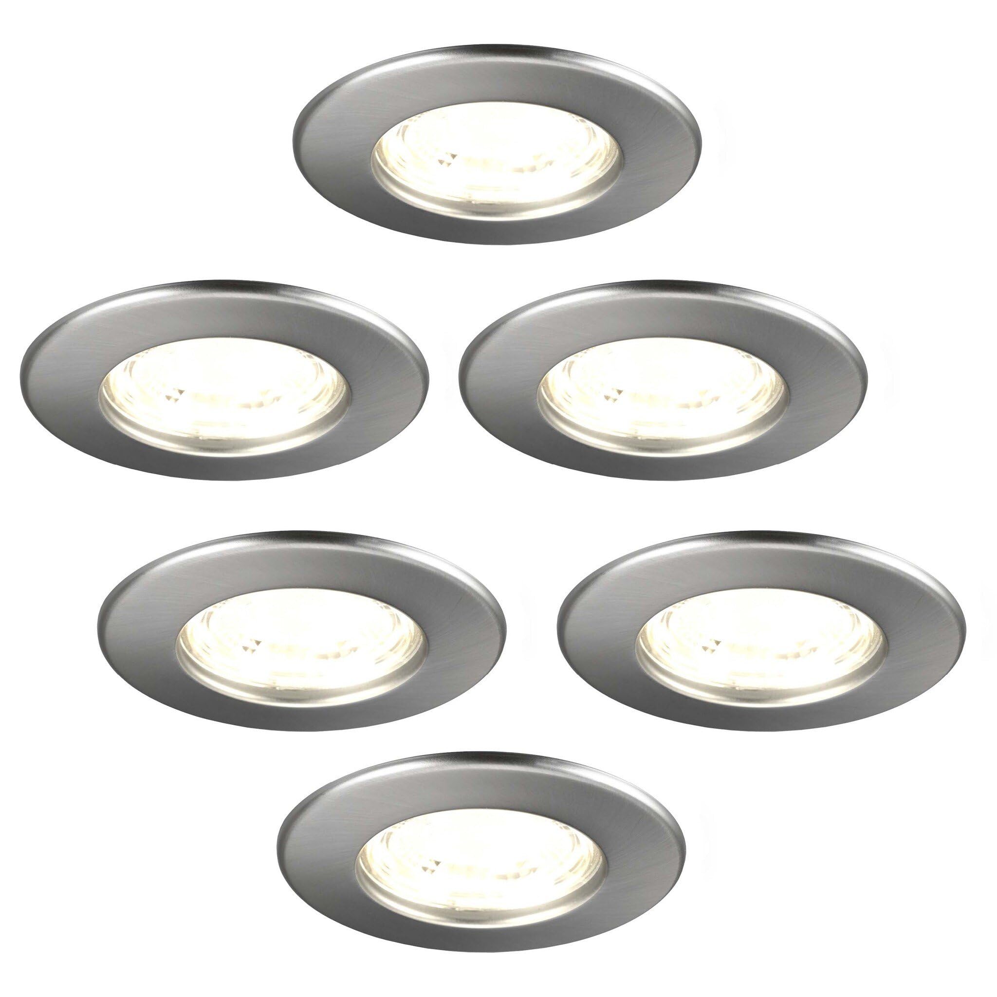 Ledvion Silver - 6X Led Downlights, Dimmable, 5W, 2700K, Ø84mm, Ip65, Stainless Steel, 5 Year Guarantee