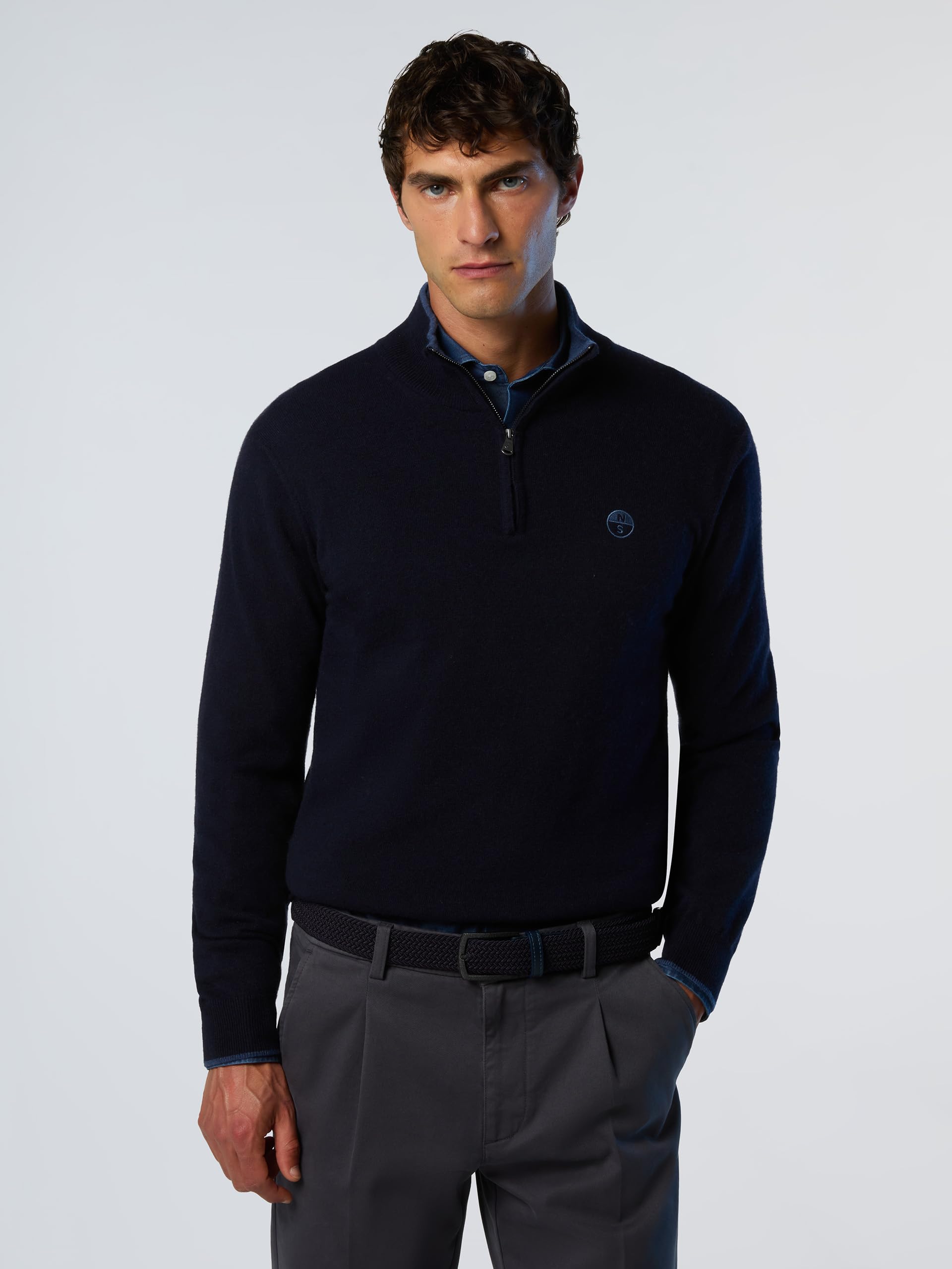 NORTH SAILS Maglione Uomo in Misto Cashmere con Mezza Zip