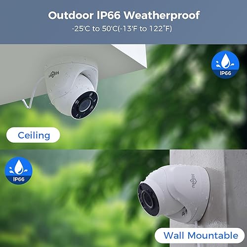 Miniatura 8 de Vista amplia de 121 + HD 3K Hiseeu 3K Sistema de cámara de seguridad con cable con audio, 8 cámaras de seguridad de 5 MP, foco de alarma, detección