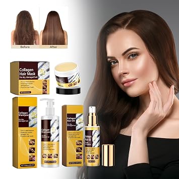 Collagen Hair Mask Set Hair Repair Set with Shampoo & Argan Oil Treatment Deep Repair Conditioning for Dry Damaged Hair All Hair Types