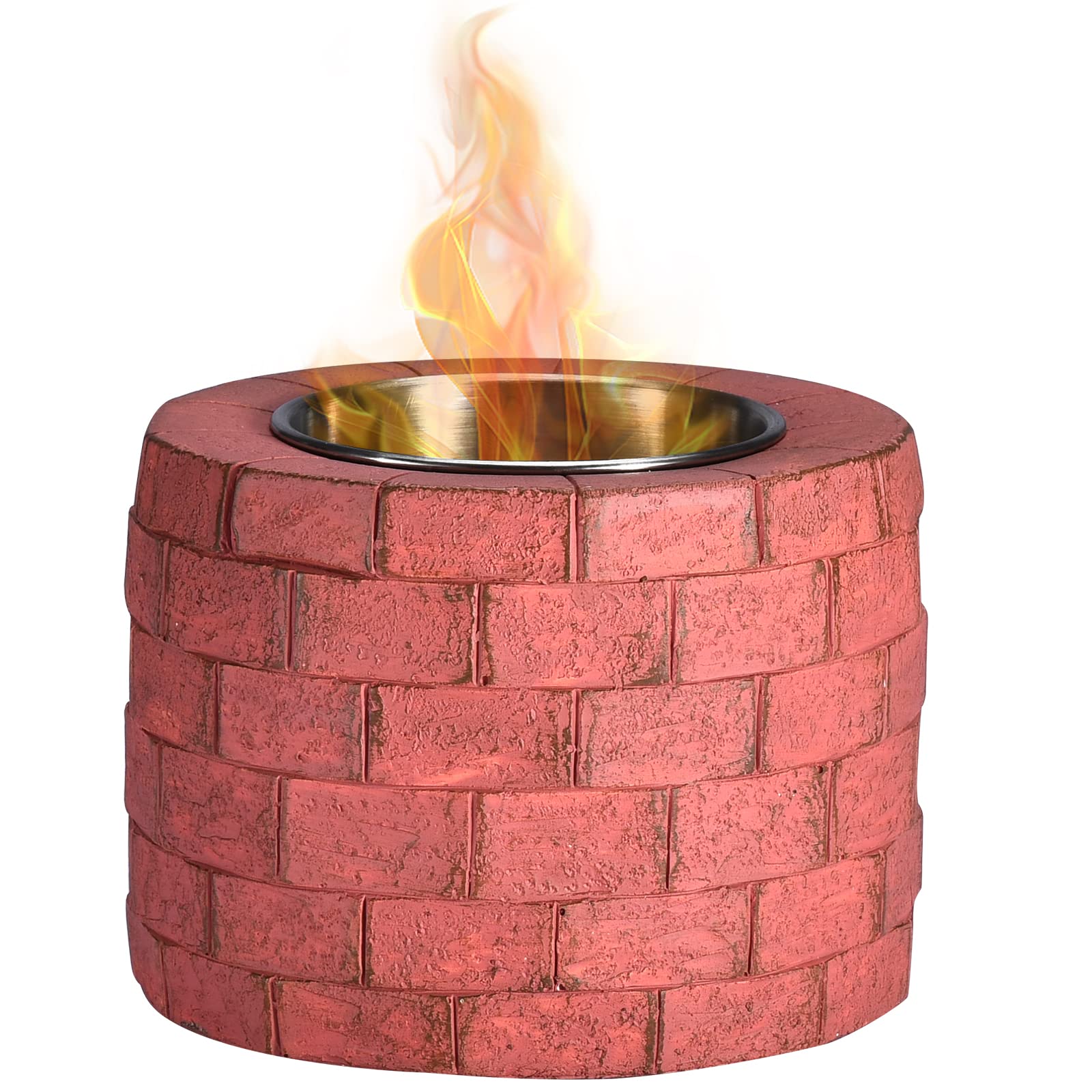 ROUNDFIRE Brick Effect Tabletop Fire Pit Fire Bowl, Portable Fire Pit