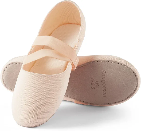 SANGEESON Ballet Shoes for Women(Leather Full Sole, Arch Support, Breathable), Jazz Shoes, Ballerina Shoes, Dance Shoes Women for Beginner