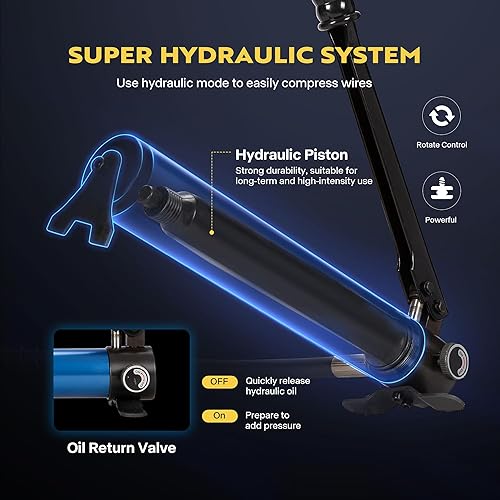 Miniatura 4 de VIVOHOME Crimpadora de manguera hidráulica separable para AC, herramienta de prensado manual de manguera con 7 troqueles, reparación de aire