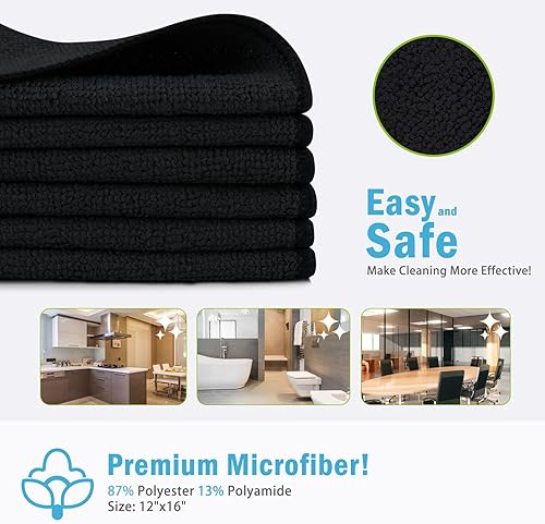 Miniatura 111 de AIDEA Paño de limpieza de microfibra, paquete de 24 toallas de microfibra suave para automóviles, trapos de limpieza absorbentes, paños de lavado