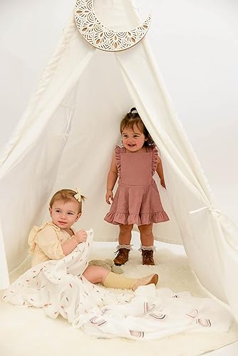 Miniatura 8 de Manta para bebé - Paquete de 2 | Juego de arcoíris bohemio + gotas de lluvia | Mezcla de algodón de muselina | Artículos esenciales para recién