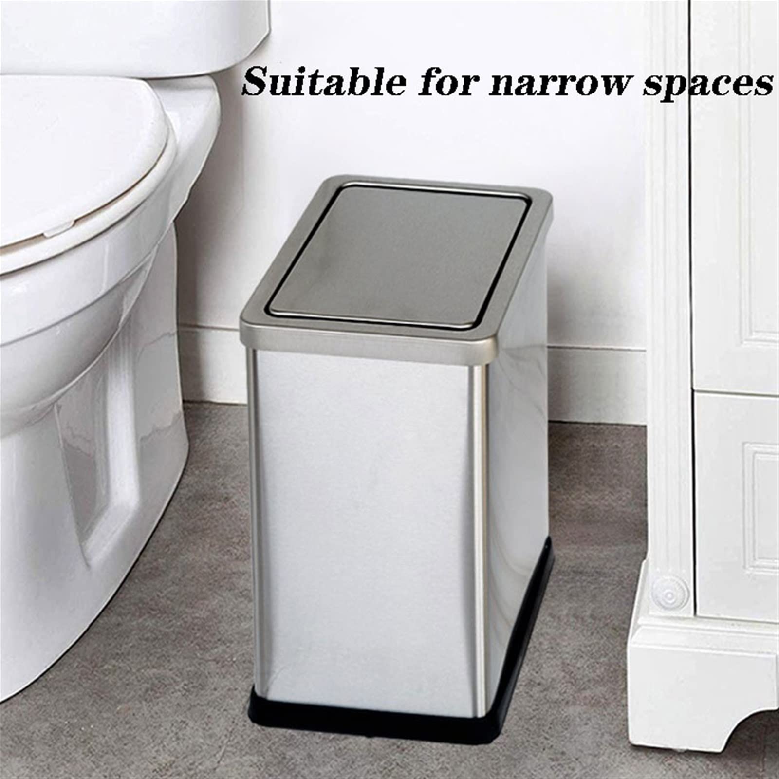 Cestino Pattumiera for WC con Coperchio in Acciaio Inox for Uso Domestico Soggiorno Bagno Semplice Cestino for Carta igienica Stretto e Piccolo con Coperchio Bidoni della Spazzatura(S)