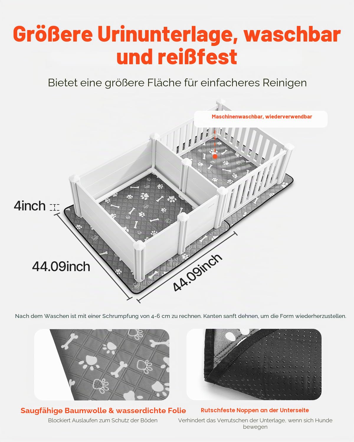 VEVOR Wurfkiste für Welpen, 186,5x97x50 cm, Hundelaufstall, mit höhenverstellbarer Tür, Welpenlaufstall, waschbarer PIPI-Unterlage, Wurfbox aus PVC-Kunststoff für mittelgroße Hunde