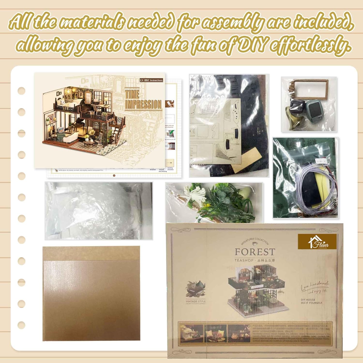 Flever Dollhouse Miniature DIY House Kit Creative Room with Furniture for Romantic Artwork Gift (Time Impression)