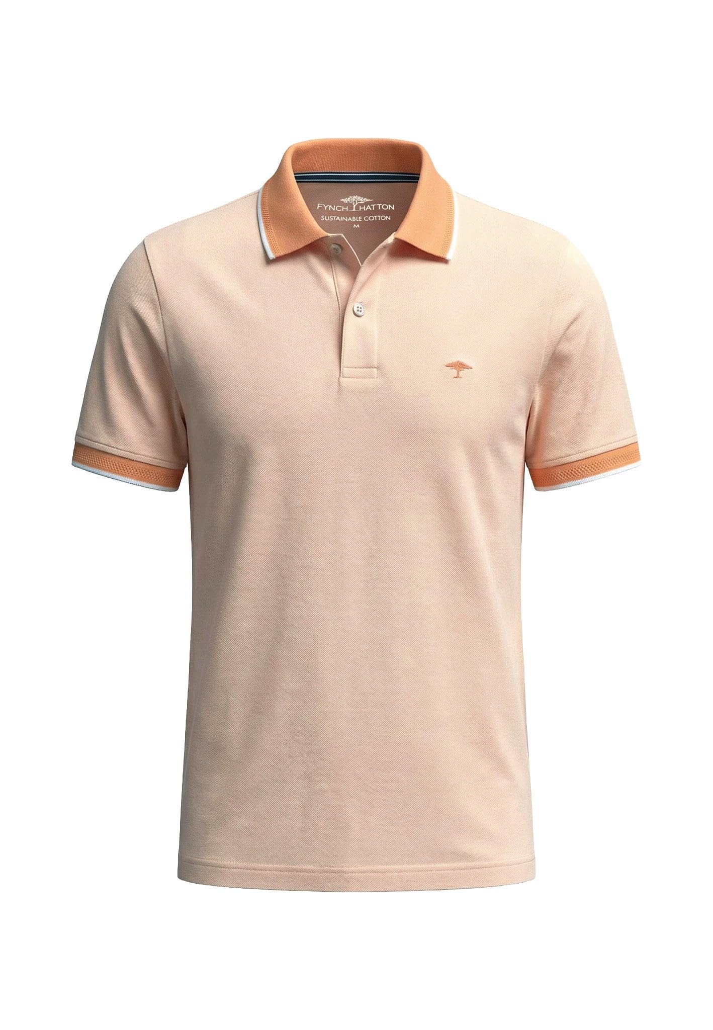 FYNCH-HATTON Poloshirt aus Baumwolle mit Strukturmuster und Kontrastkragen
