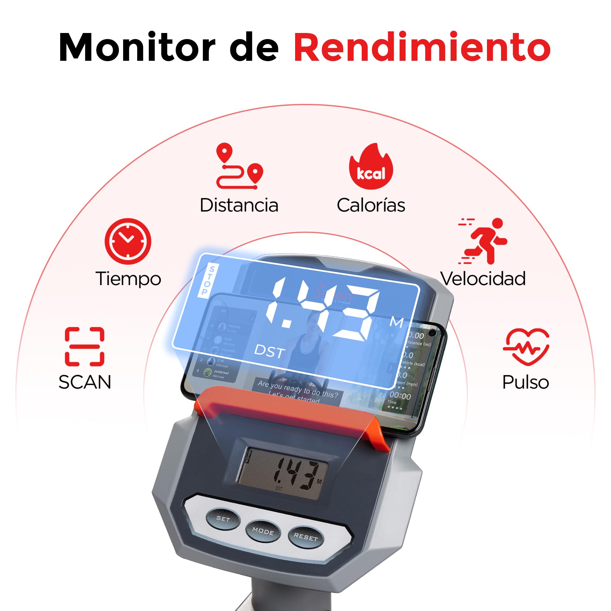 Sunny Health & Fitness Performance Bicicleta elíptica interactiva reclinada con exclusiva aplicación SunnyFit® y conectividad Bluetooth inteligente — SF-RBE420035