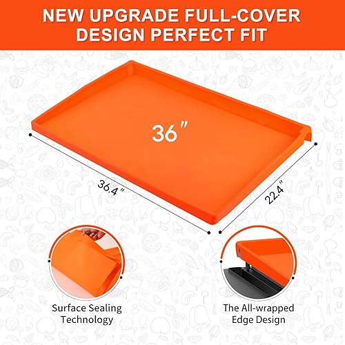 Miniatura 9 de SJSJsuit Alfombrilla de silicona para Blackstone de 28 pulgadas, diseño envolvente completo mejorado que protege la superficie de cocción, amigable