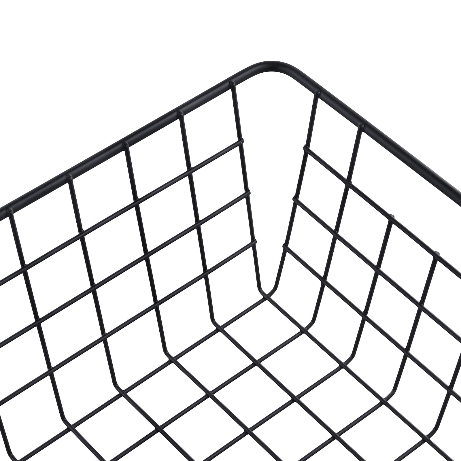 6 cestas de almacenamiento de alambre de 28 x 22 x 12 cm, cestas de metal negro, cestas de almacenamiento multifuncionales de hierro para cocina, baño, dormitorio, sala de estar, armario