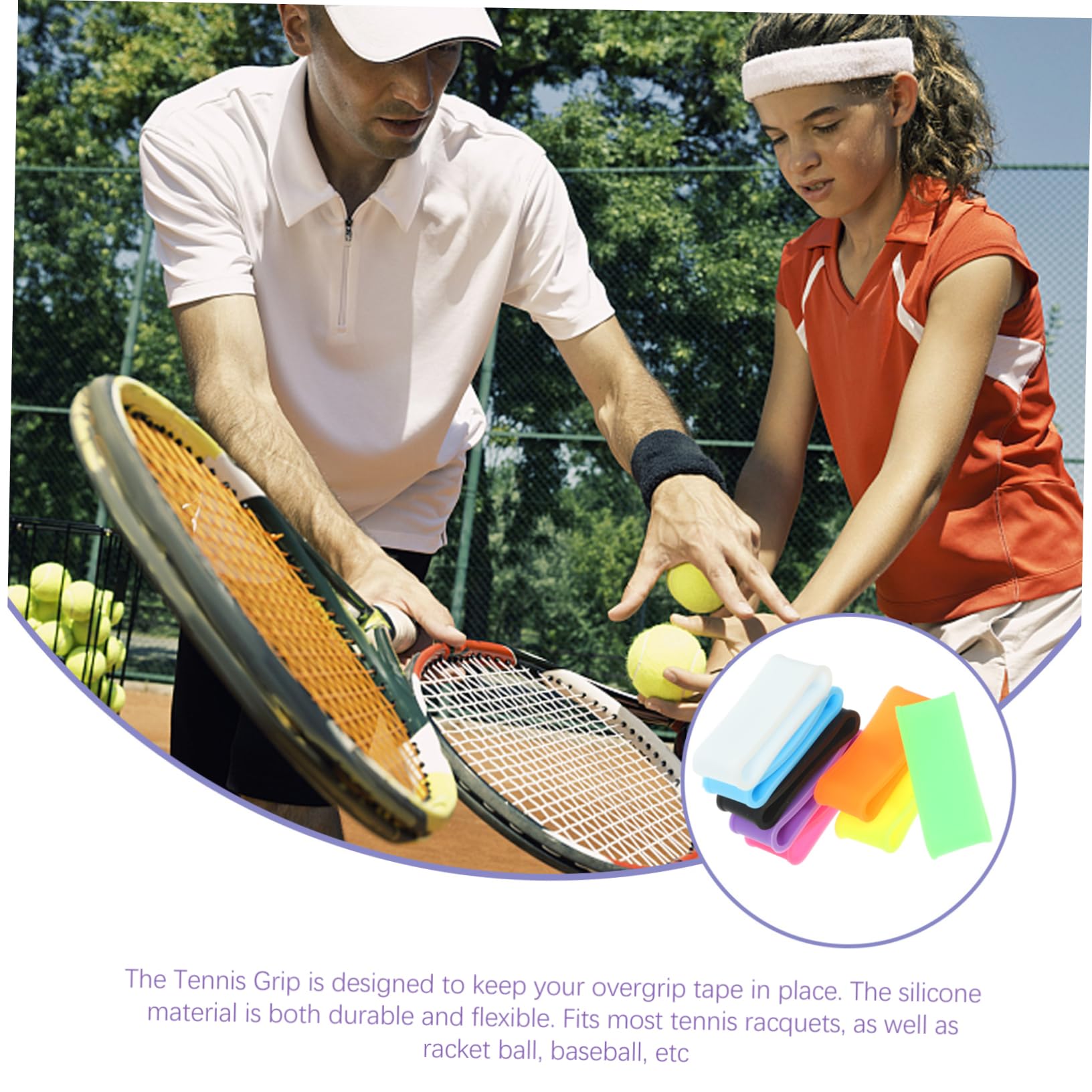 SUPVOX Bande Elastiche Fascia Elastica Impugnatura per Mazza da Cricket Impugnature per Racchette Antiscivolo Palline Tennis Anelli di Presa per Racchette da Esterno