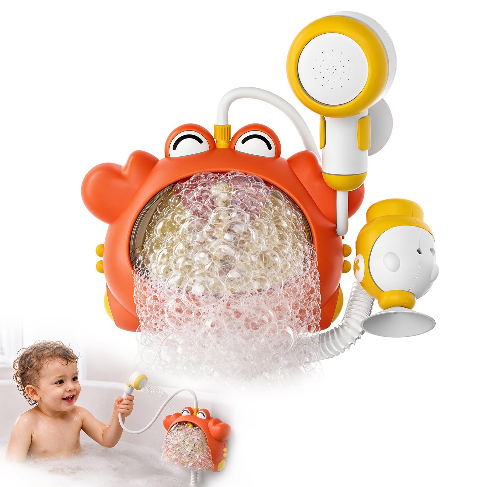 Bath Bubble Machine, 2-in-1 Light Up Bath Toy & Shower, Baby Bath Toys