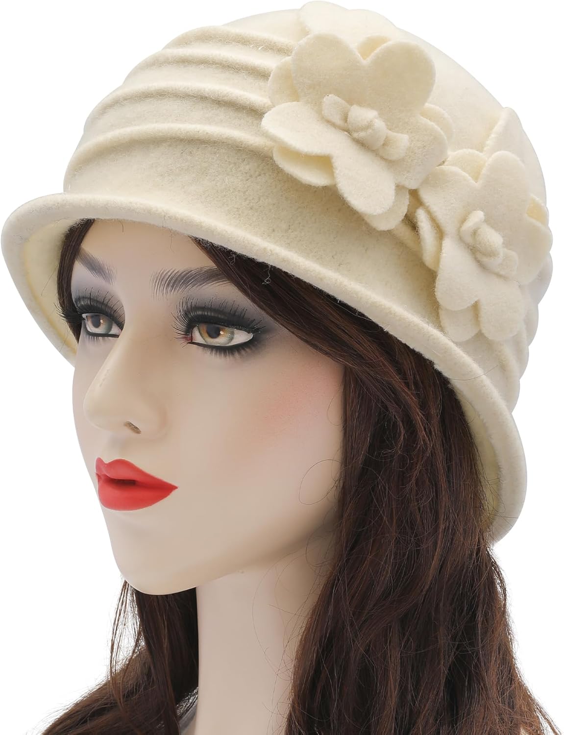 ZLYC Women Wool Cloche Bucket Hat 1920s Vintage Dress Winter Hats with Flower Accent - Image 3