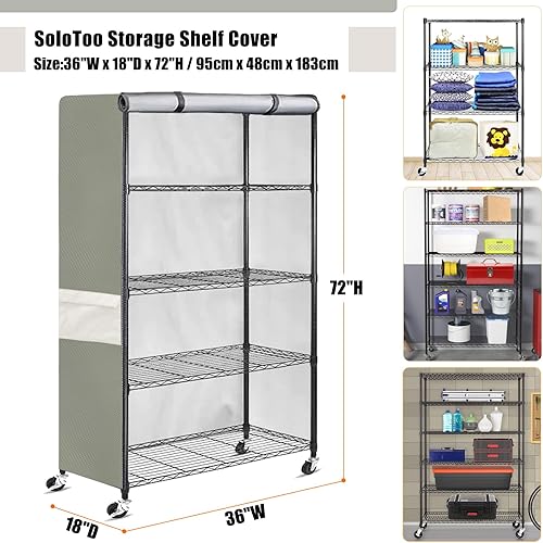 Miniatura 2 de Funda impermeable para estante de alambre resistente, protector de estantería de almacenamiento de garaje, ajuste universal de 36 x 18 x 72