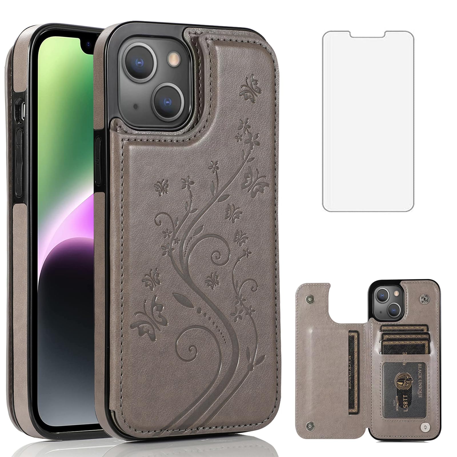 Étui en cuir iPhone 15 Plus de qualité supérieure avec verre trempé - 7
