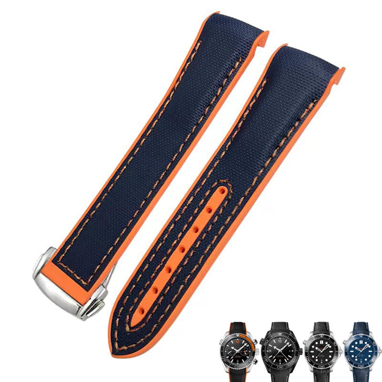 VELORE Correa de reloj de nailon de goma, 21mm, 22mm, 19mm, 20mm, para correa Omega Planet Ocean Seamaster 300, pulsera de goma