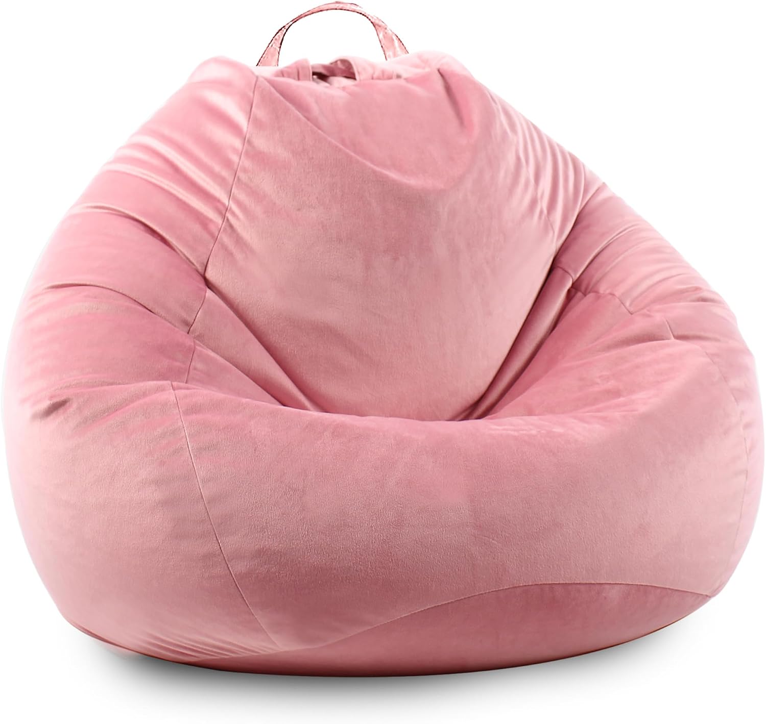 LPMOERA Stuffed Animal Storage Bean Bag Chair Cover (No Filler) Zipper Soft Fuzzy Fluffy Stuffable Bean Bag Cover for Organizing Children Plush Toys or Memory Rose Pink Small