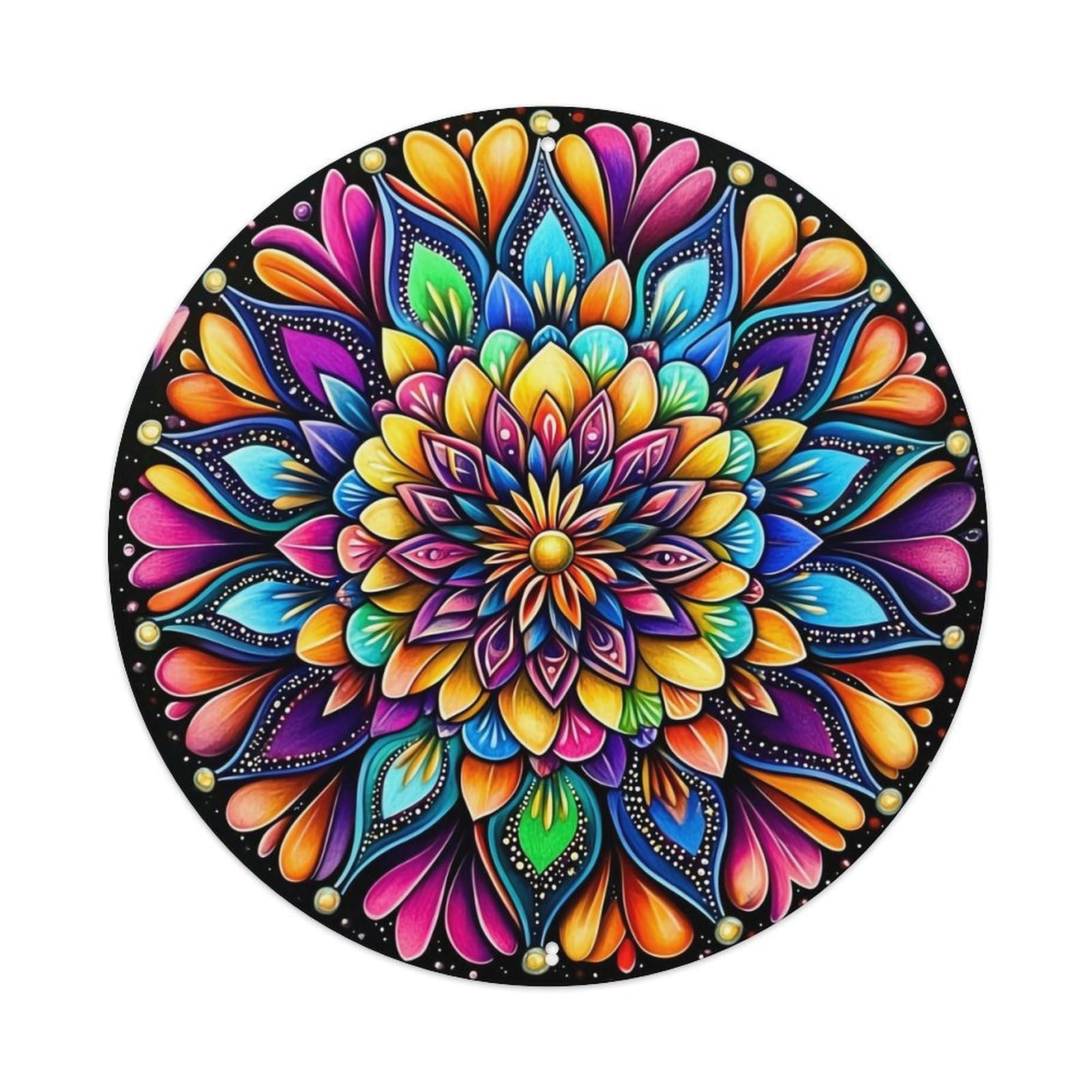 Vibrant Colorful Floral Mandala Pattern_1 Retro Metal Tin Sign, Vintage Metal Poster for home, Gaming Room, Studio Workshop,Bar,Garage Wall Art Decor 8x8 inch