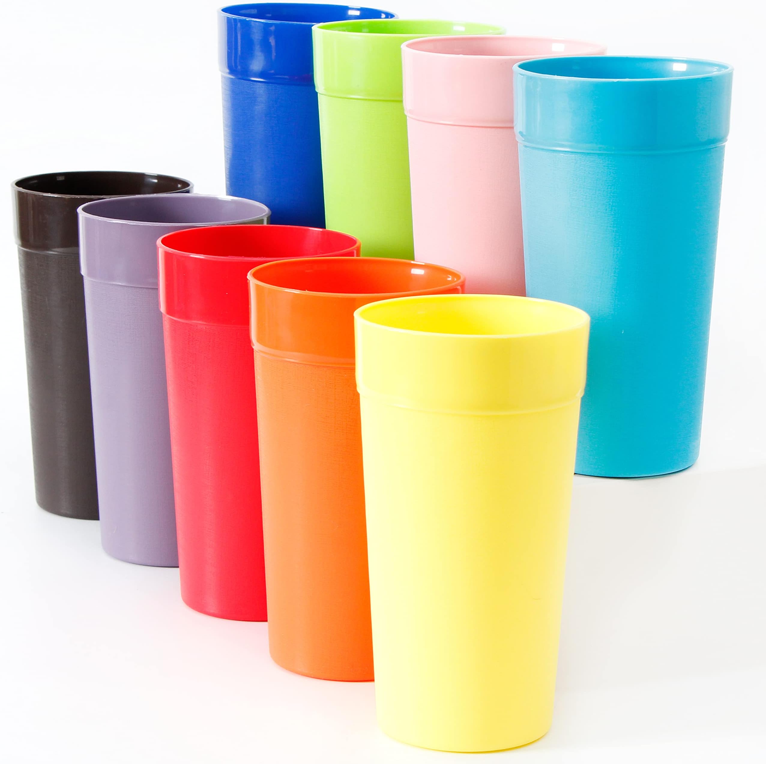 Youngever 18 Pieces Unbreakable Plastic Tumblers 20 Ounce, Unbreakable Plastic Drinking Glasses, Plastic Cups, set of 18 in 9 colors