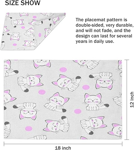 Miniatura 4 de Juego de 4 manteles individuales con diseño de gatos encantadores, lavables, impermeables, para fiestas, hogar, comedor, decoración de mesa de 18 x