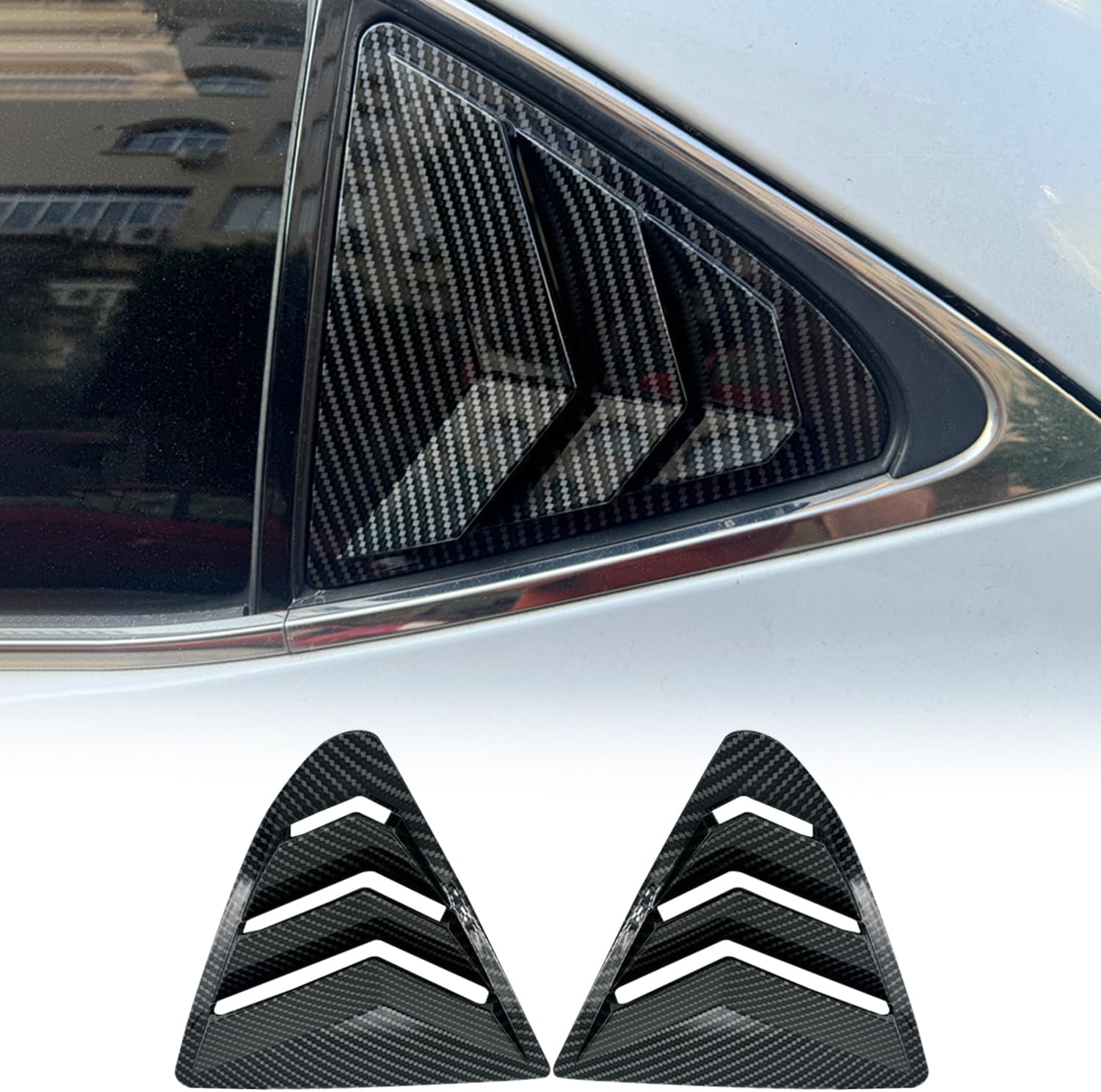 Kurtz Rear Side Window Louvers for Lexus is IS300 IS2500 IS200T 2013 2014 2015 2016 2017 2018 2019 Air Vent Scoop Shades Cover Blinds Trim Sport Accessories ABS Bright Black 2PCS