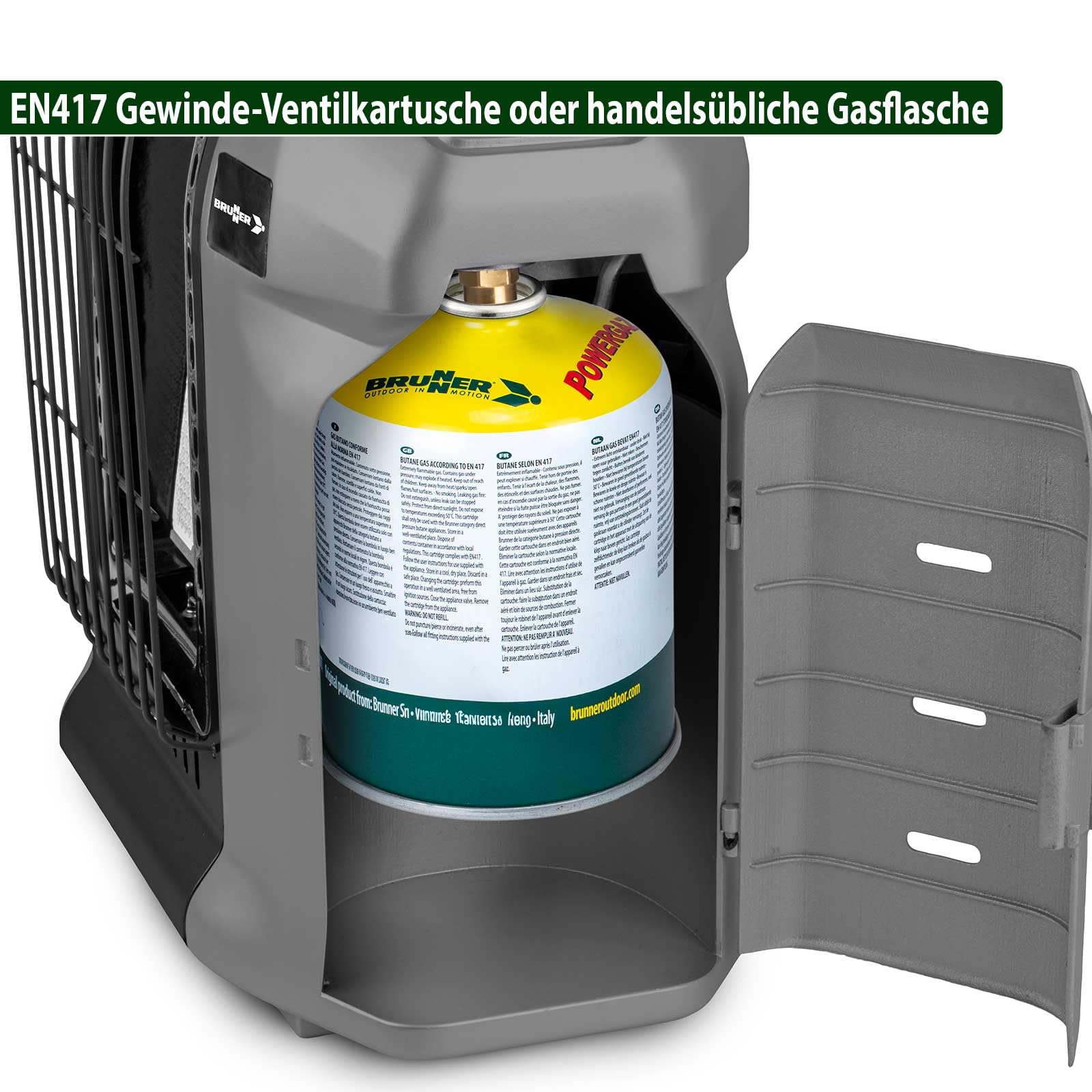 BRUNNER Devil Megaheater Gasheizer XL Leistungsstarke Gasheizstrahler 4,8kW | Leistungsstarker Gasheizstrahler XL 4,8kW. Camping-Gasheizung Zelt-Heizung Innenräume Vorzelt - Gaskartusche o. Gasflasche.