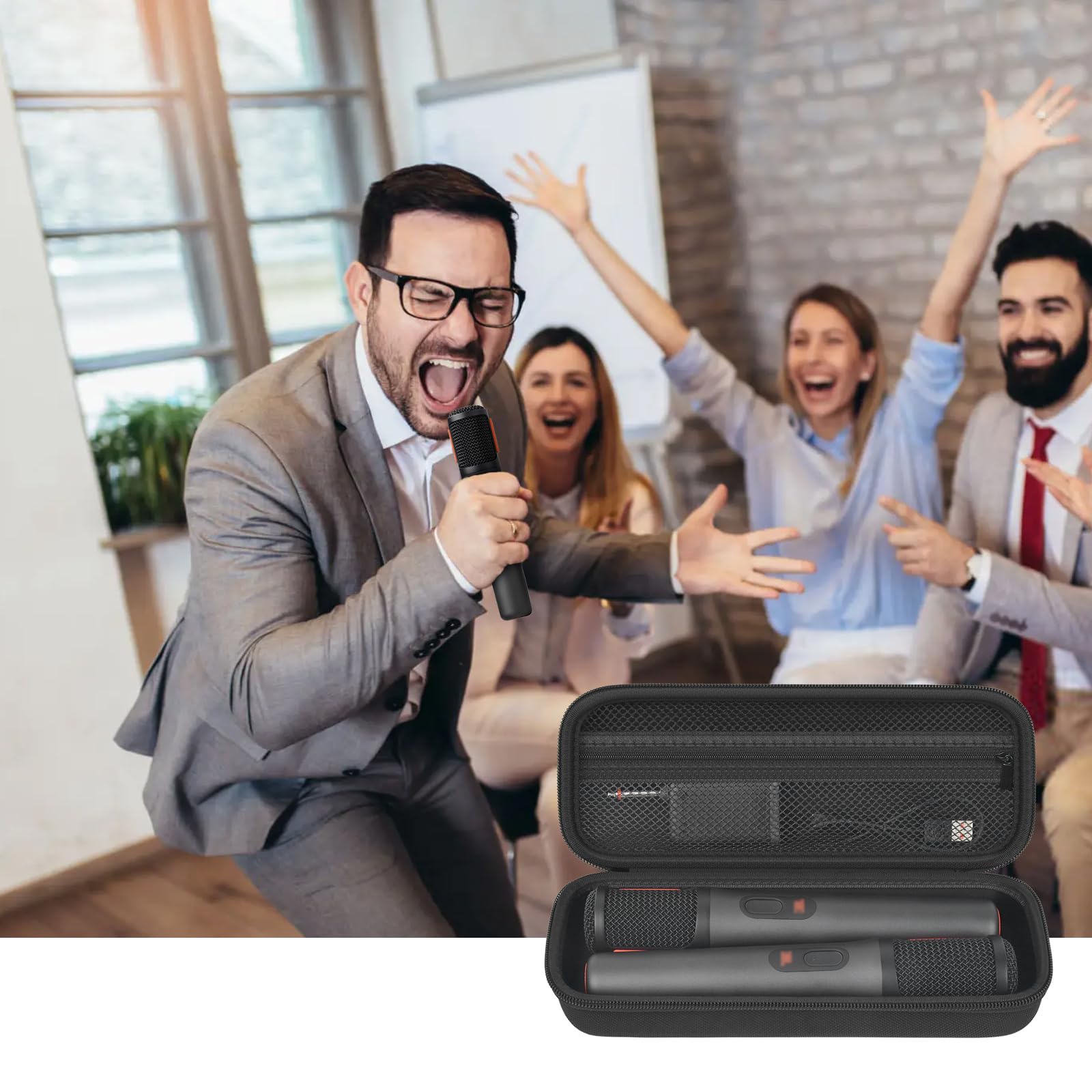 Custodia rigida per JBL Wireless Two Microfono System per JBL PartyBox 2 X Microfono Digitale Portatile Dual Mic Borsa da Viaggio con Caso di spugna fai da te