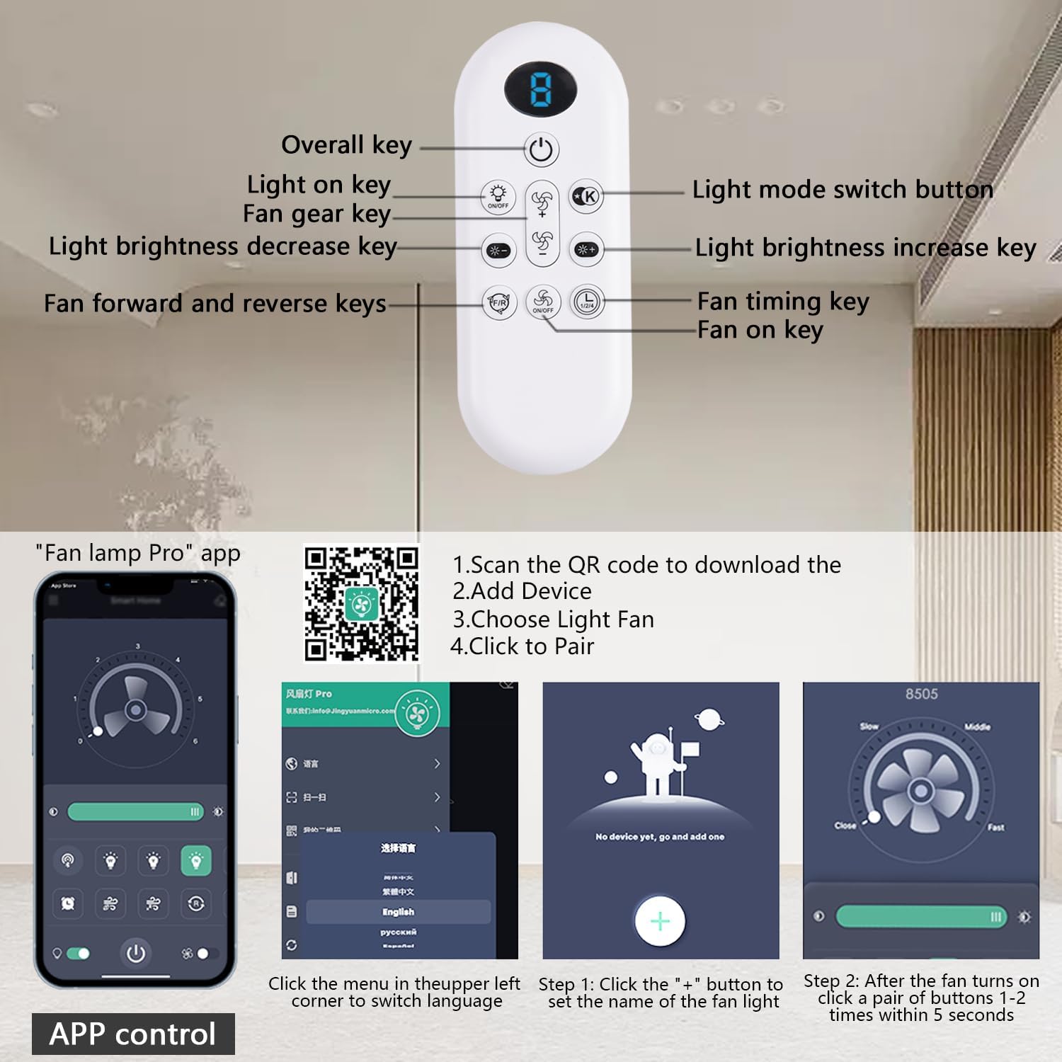 FUMLTP Ceiling Fan Remote Control Layout