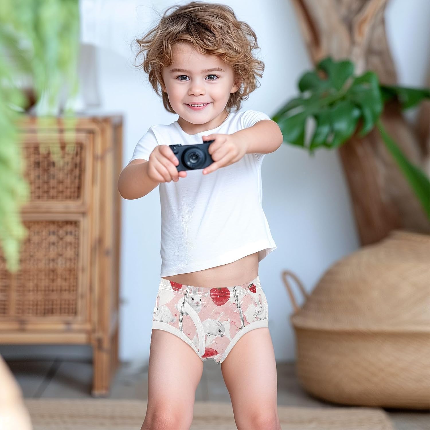 visesunny Boys Training Underwear Red Watercolor Rabbit Carrot Breathe Cotton Potty Briefs Size 2T-8Y for Toddler
