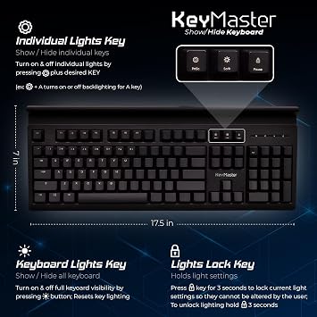 Blank or Visible Keys | Mechanical Wired PC Keyboard for Home, Office, Gaming | Shine Through Keycaps with Custom Key Lighting | Backlit White LED with Show/Hide Light Up Keys | Silent Linear Switches