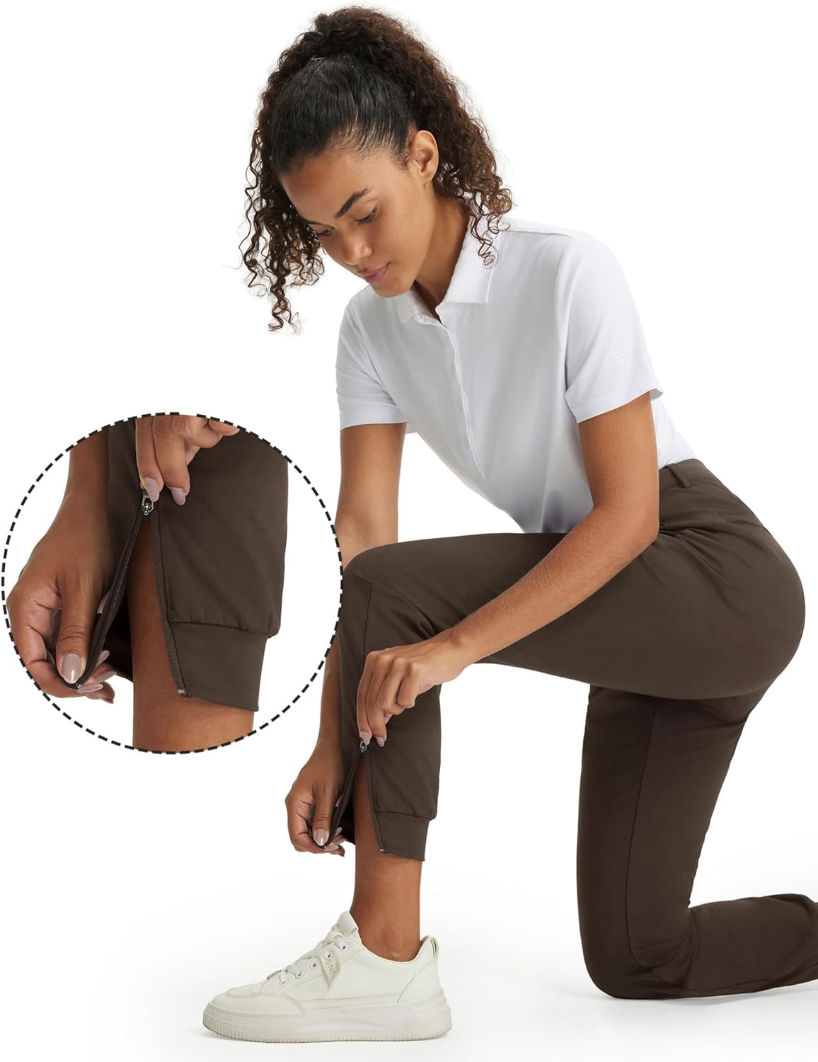 M MAELREG Women's Golf Pants with 4 Pockets Running Track Pants Lightweight Quick Dry Sweatpants Ankle Zip Womens Joggers - Image 3