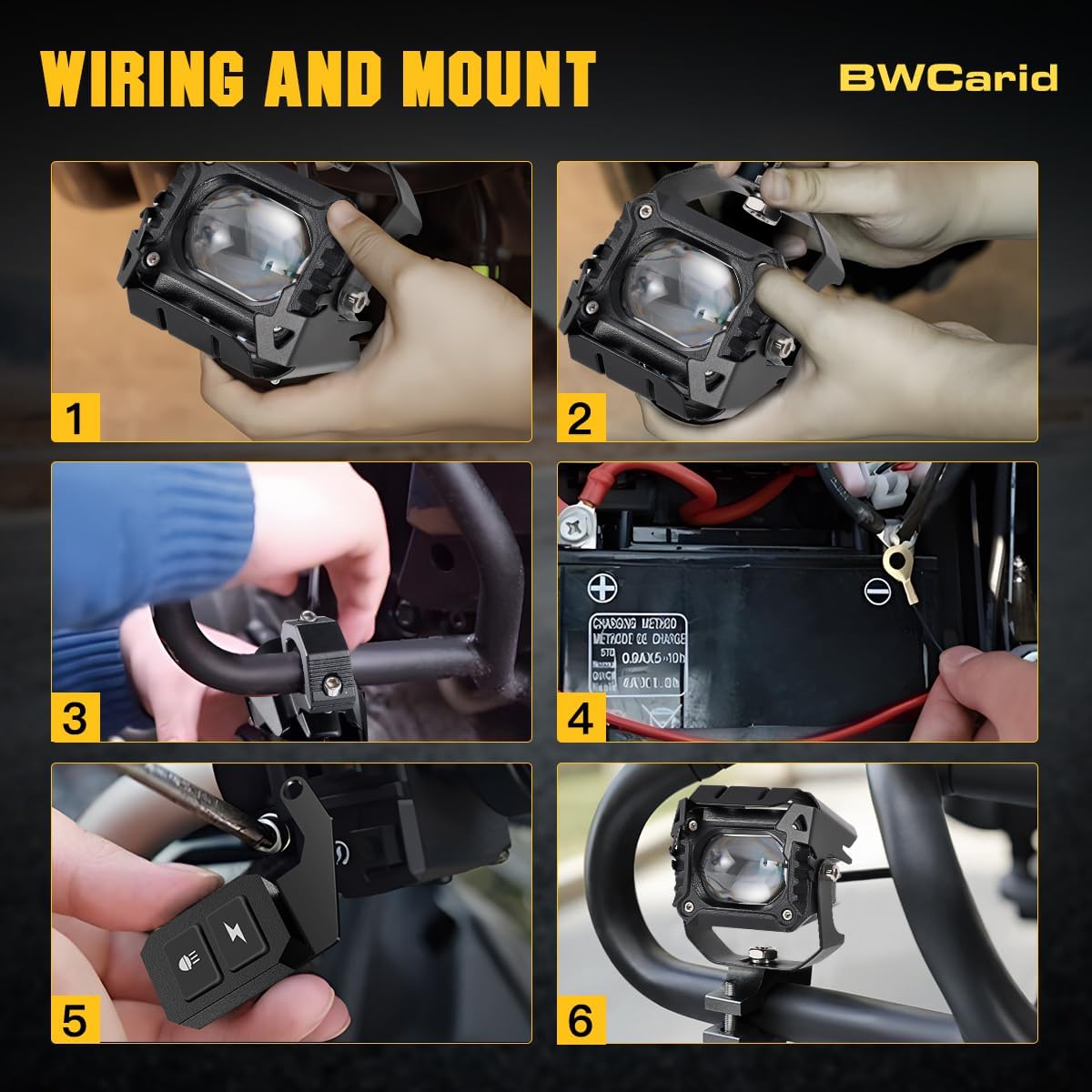 Motorcycle Auxiliary LED Lights - 8 Modes White/Amber Fog Lights Strobe Overtaking Driving Light for Night Riding,with Mount Brackets Wire Harness Kit,for R1200gs ADV,Adventure,Touring,Sport,ATV,UTV