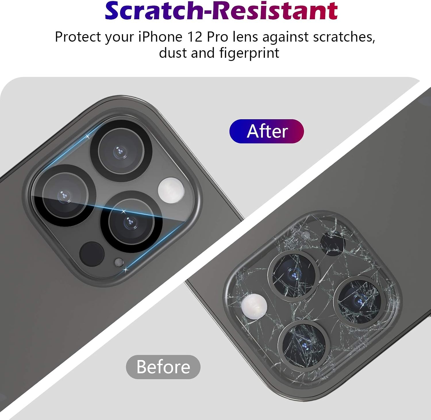 CloudValley [3 Pack] Camera Lens Protector for iPhone 12 Pro, 6.1 inch Tempered Glass Camera Lens Cover Protection, 9H Hardness, HD Clear, Bubble Free, Easy Install, Scratch-Resistant