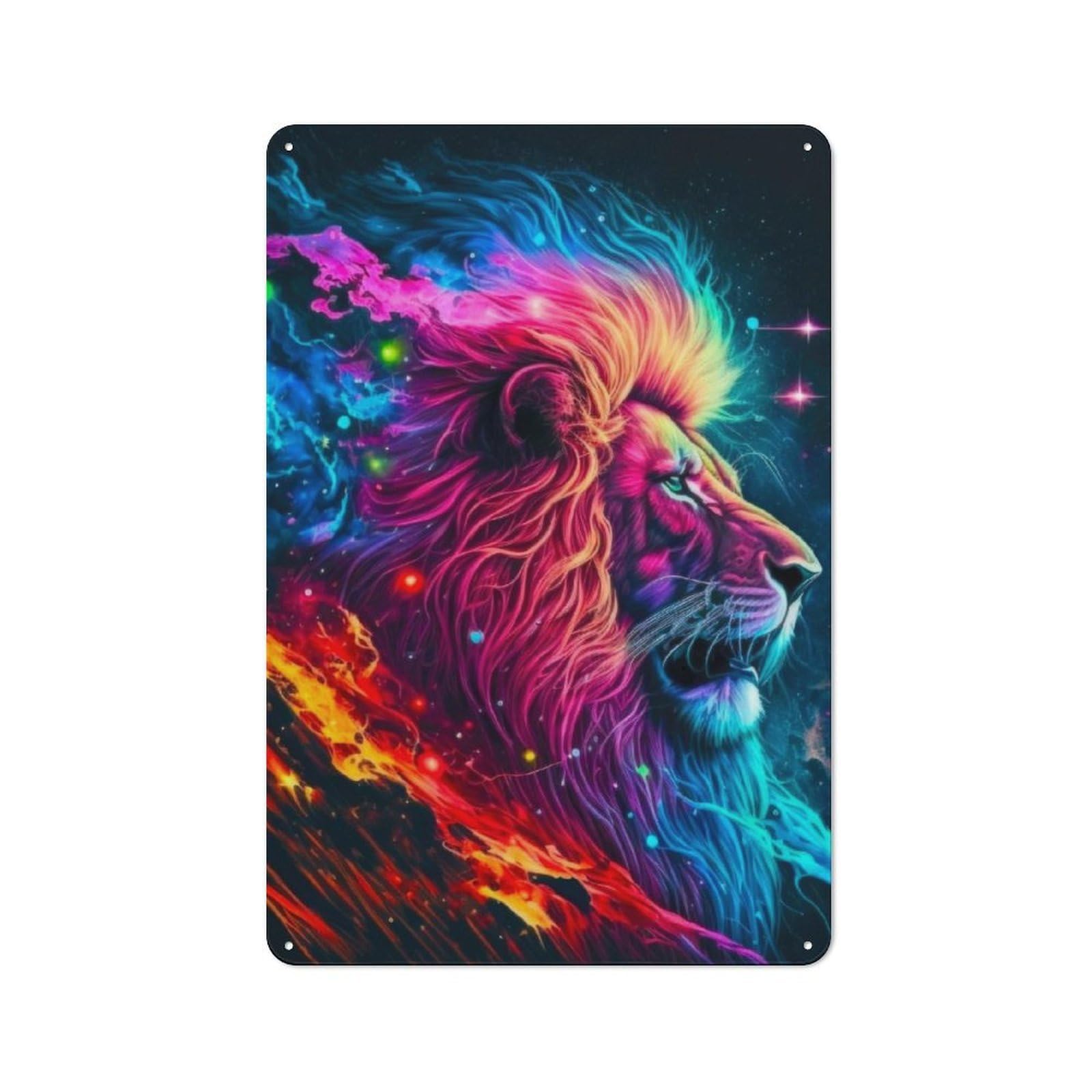Junmoney Neon Lion Retro Tin Sign 30X20cm Featuring For Home Bar Wall, For Collectors Decorating Home Bars And Entertaining Spaces
