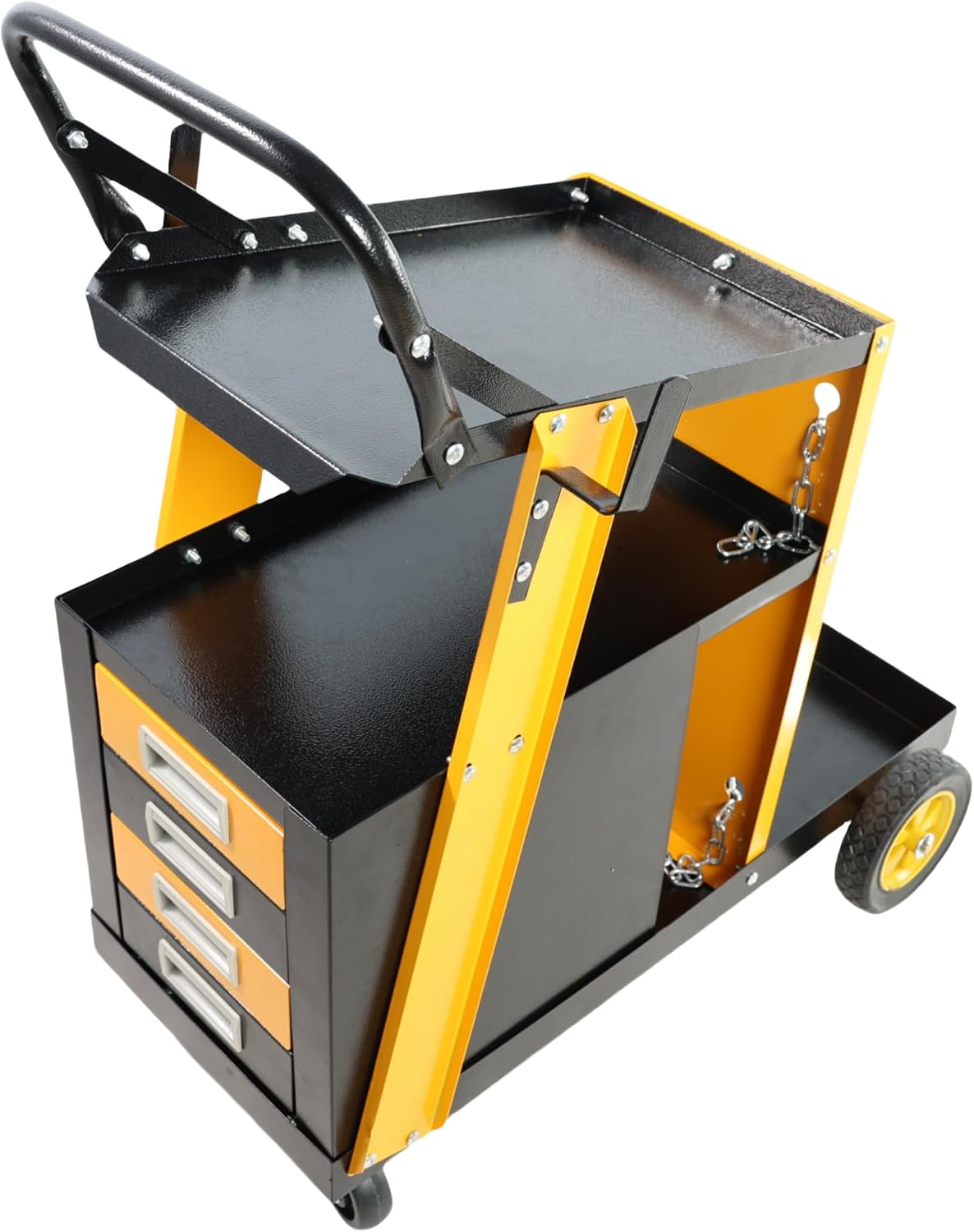 Multi Function Welding Cart. Gas Bottle and Accessory Storage.Welding Heavy Duty Cart for Tig Mig Welder and Plasma Cutter with Upgrade Handles and Increase Storage Space Tank Storage (4-Drawers)