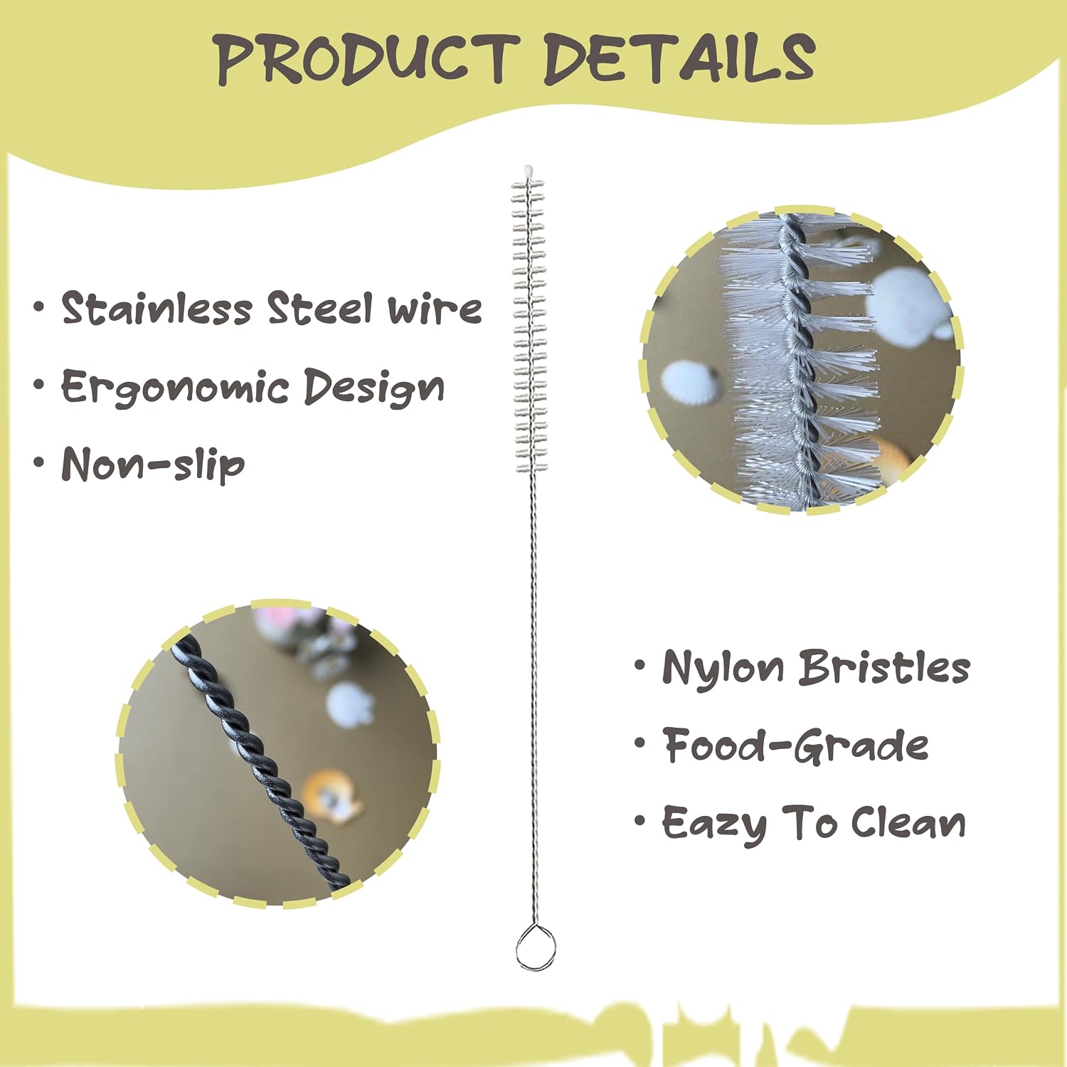 Straw Brush Cleaner for Baby Bottles,Stanley Straw Cleaner Brush 8 inch for 20oz Stanley Mugs, Straw Cleaner Brush Extra Long 12-inch,Straw Cleaner with 304 Stainless Steel Wire(8 Pack).