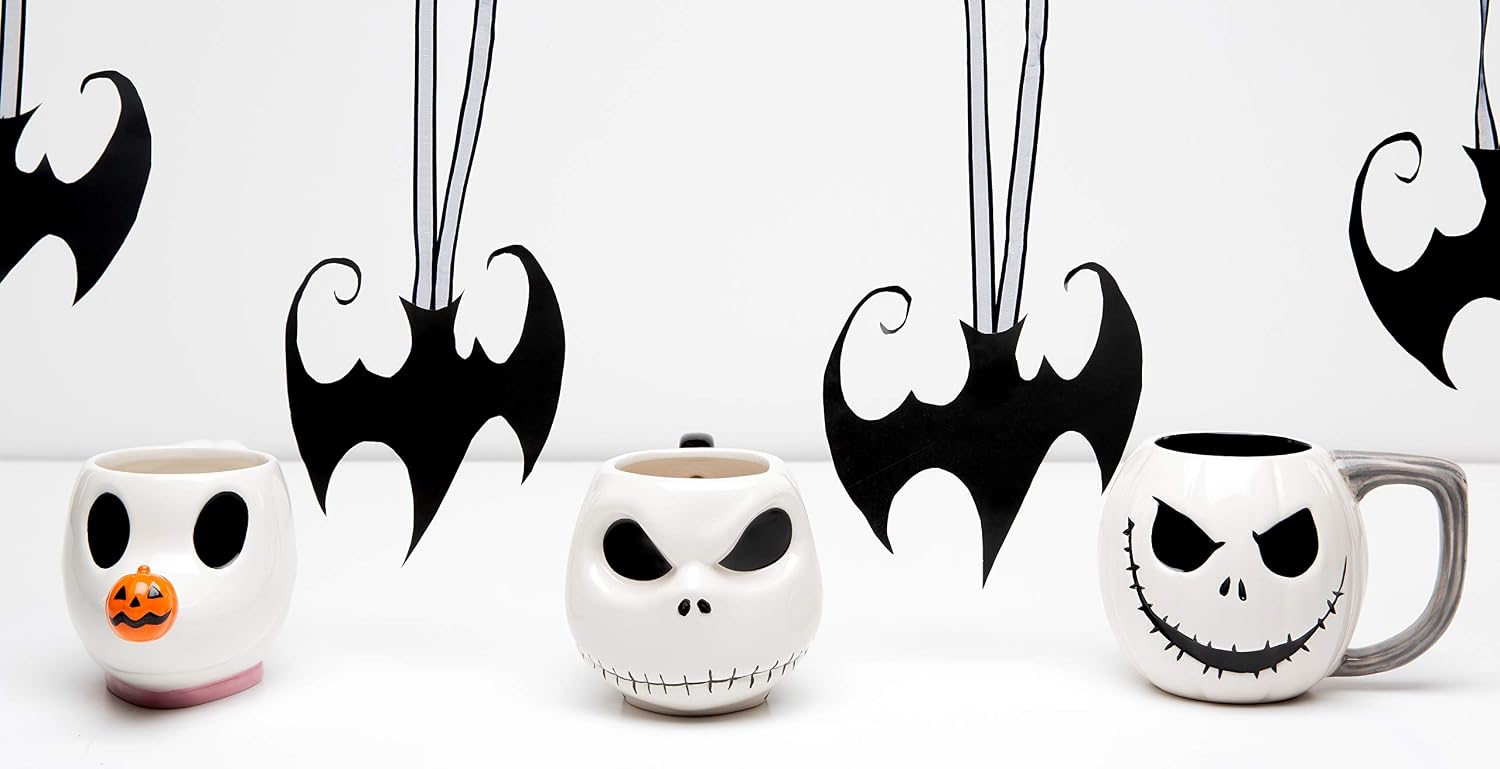 Zak Designs Disney’s The Nightmare Before Christmas Unique 3D Character Sculpted Ceramic Coffee Mug with Spoon, Collectible Keepsake and Wonderful Coffee Mug (15.5 oz, Pumpkin King, BPA-Free)